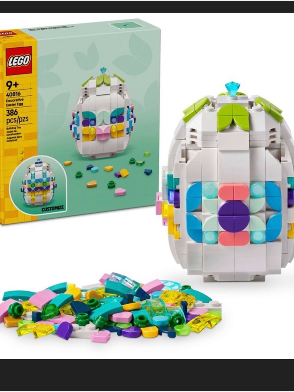 LEGO White Decorative Egg with Blue, Pink, Purple & Green Accents
